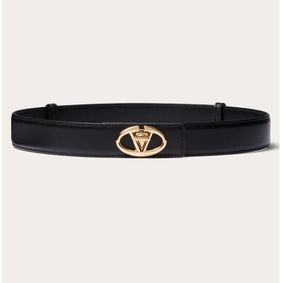 Valentino Garavani VLOGO Locker Buckle Leather Belt Black 95/38 - Picture 1 of 12